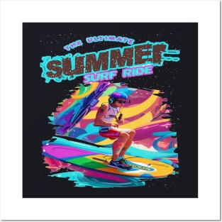 The Ultimate Summer Surf Ride, Hello Summer Funny Surfer Riding Surf Surfing Lover Gifts Posters and Art